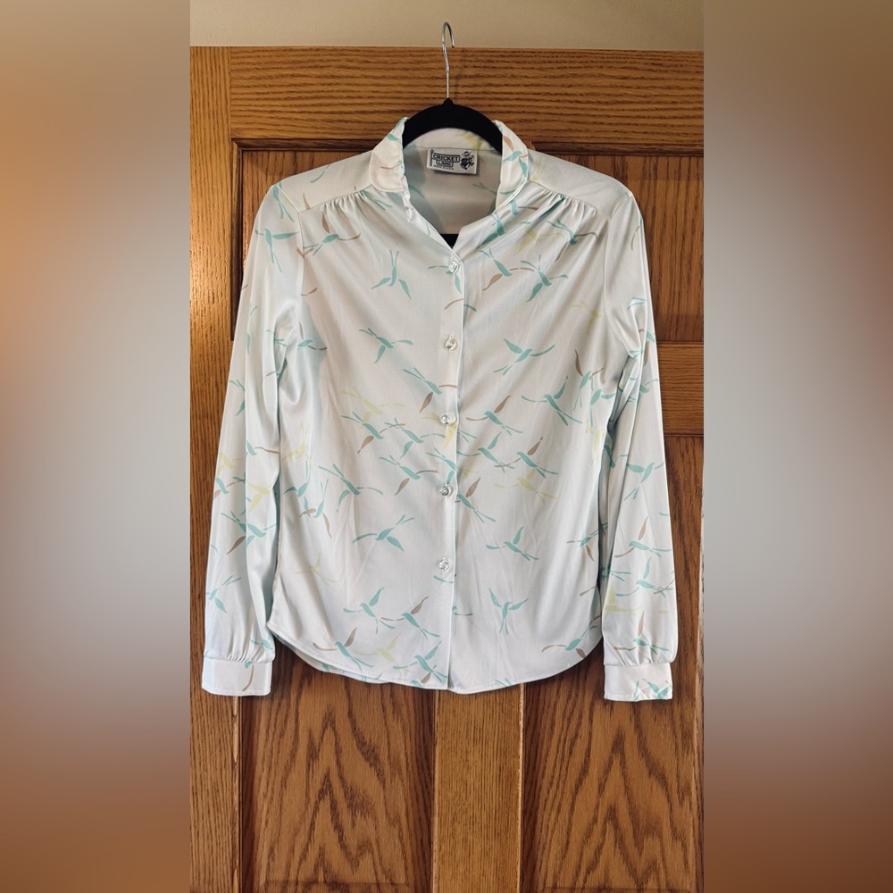 Vintage Patterned Button-Up Blouse - image 1